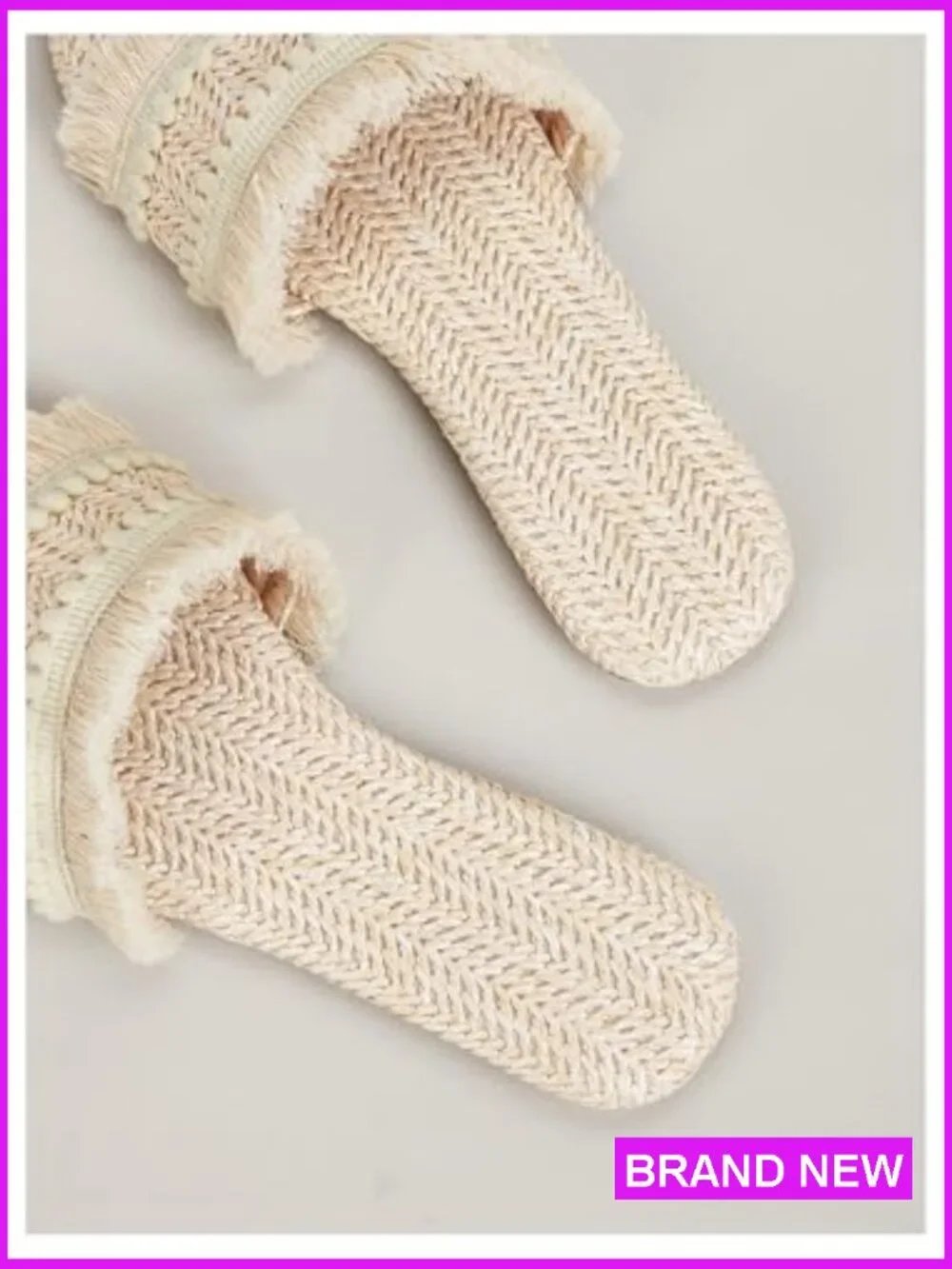 Straw Crochet Open Toe Flat Sandals Boho Summer Beach Slip On Slide